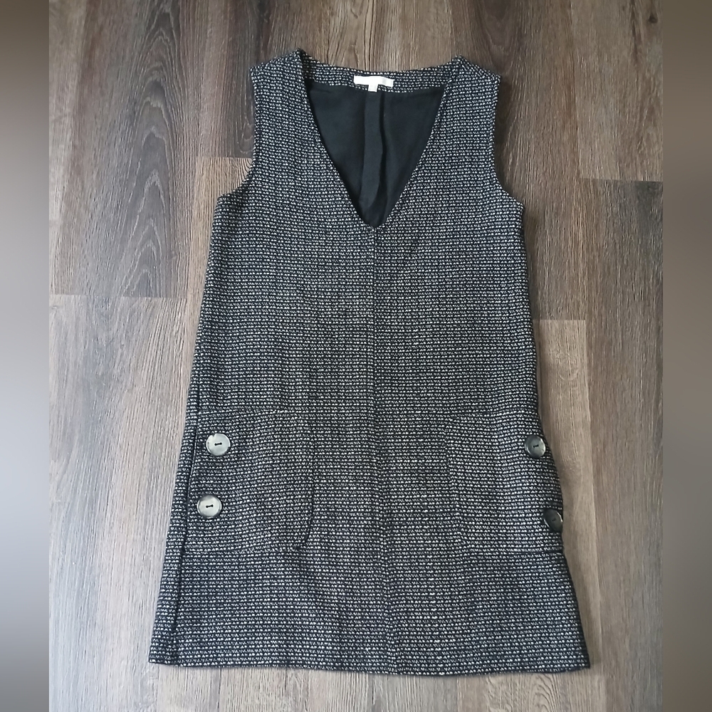 Wool blend V Neck Mini Dress Academia Collegiate Fall Pockets Size Small